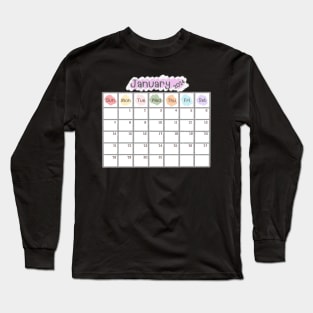 January 2024 Calendar Long Sleeve T-Shirt